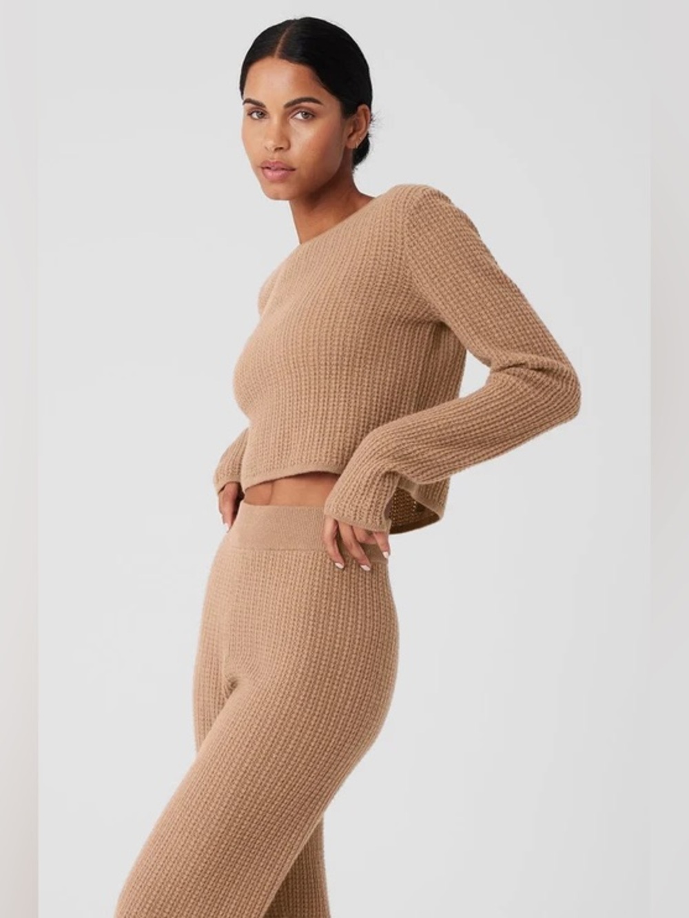ALO Cashmere Set | Cashmere Plush Waffle Lounge Set Toasted Almond